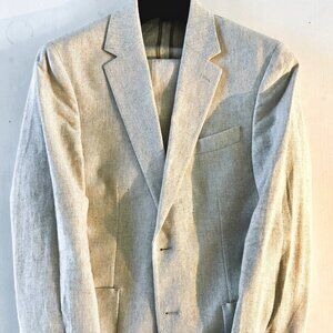 Banana Republic Slim Fit Cotton-Linen Blend Suit in Cream Herringbone